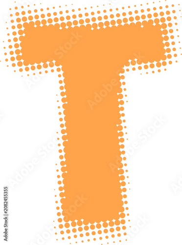 Halftone Style Orange Letter T Graphic