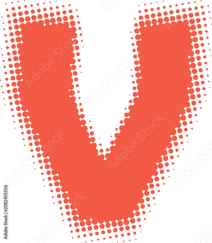 Red Halftone Letter V Graphic Design