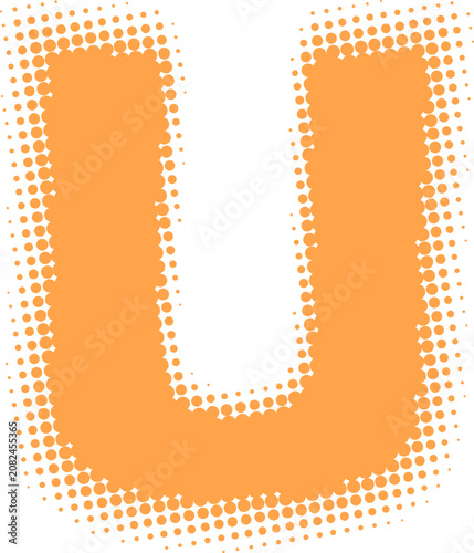 Orange Halftone Letter U Graphic