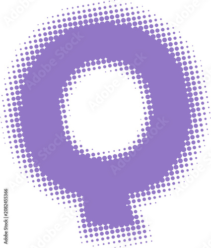 Purple halftone letter Q graphic