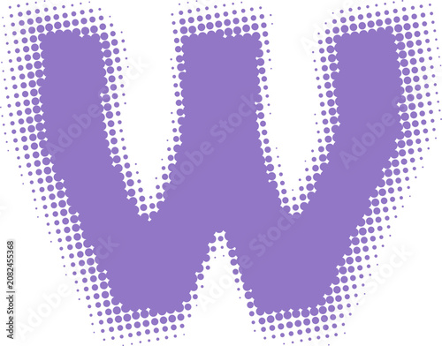 Purple Letter W Halftone Dot Design