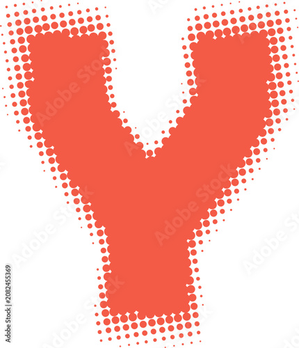 Red Letter Y Halftone Dot Graphic