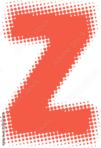 Halftone Letter Z Red Graphic Element