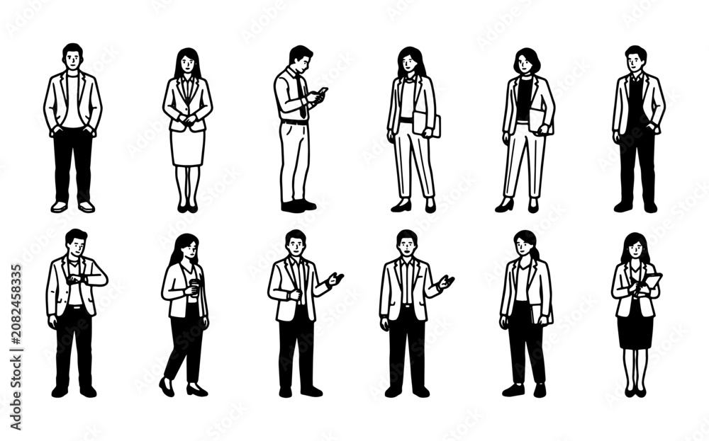 Obraz premium Diverse Business People Vector Set, Professional Office Figures Collection, Modern Corporate Icons