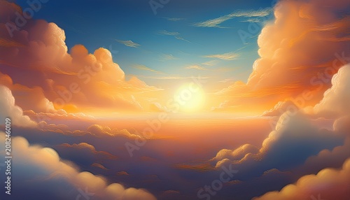 Sun In Sky Wallpaper Render Art Clouds Beautiful Art Background Abstract