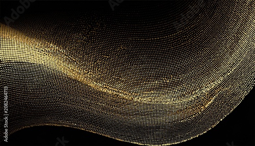 Abstract Gold Luxury Dot Background Elegant Curve Golden Dots Pattern Halftone Concept Vector Illustration