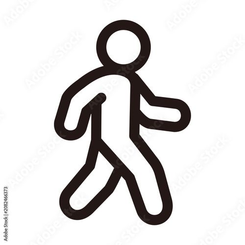 Simple walking person icon and pictogram vector illustration with outline style