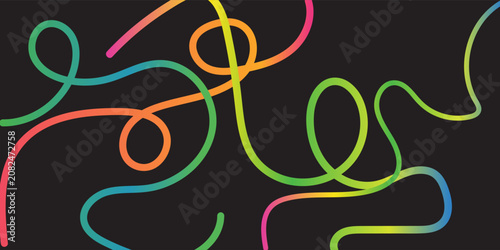 Neon Gradient Circle Lines on Dark Abstract Background