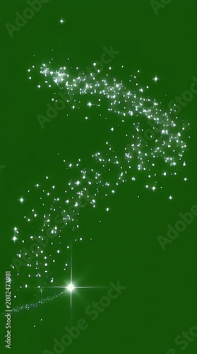 Falling Magic Sparkle Particle Stream Isolated on Green Screen