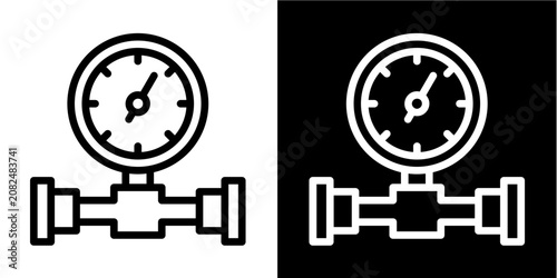 Pressure Gauge  Icon Set White Line Style Collection