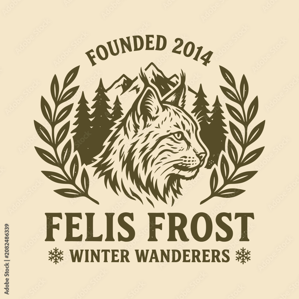 Naklejka premium Felis Frost Winter Wanderers Logo Design.