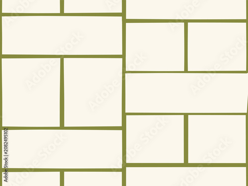 Geometric Grid Wallpaper: A minimalist geometric pattern featuring an off-white background divided by subtle olive green lines into a grid of rectangles and squares.