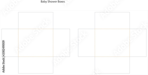 Template pattern for folding paper boxes ideal for baby shower gift packaging