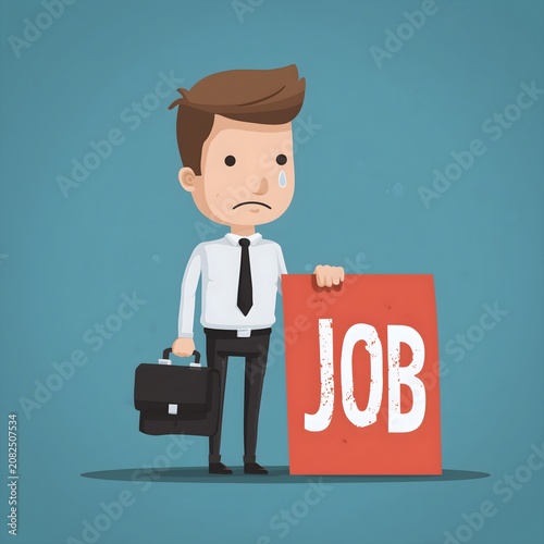 Businessman holding job sign