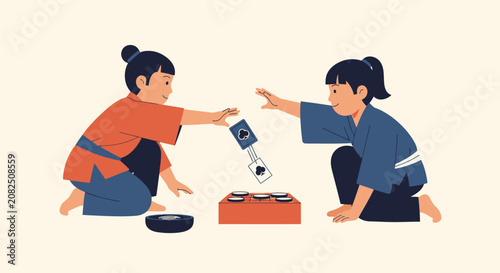 Two people playing traditional Japanese board game Go.
