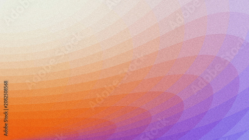 Fotografie Vintage grain textured abstract graphic featuring smooth, curved translucent layers transitioning from pale cream and burnt orange on the left to soft lavender and deep violet purple on the right