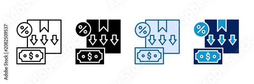 Cuadro en lienzo Deflation Icon Set Multiple Style Collection