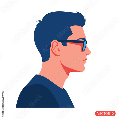 Minimalist Vector Profile of Man with Glasses