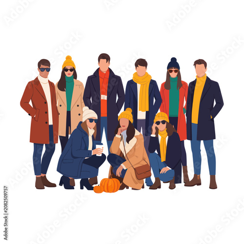 Stylish Group of Friends in Autumn Fashion