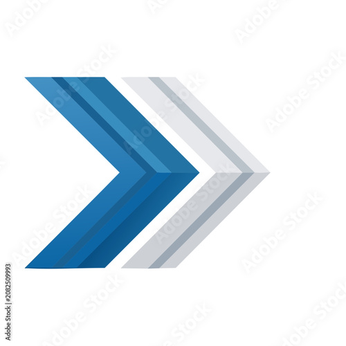 Flat blue and gray directional arrow vector