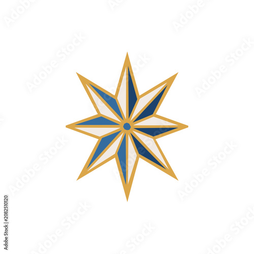Golden and Blue Geometric Star Vector