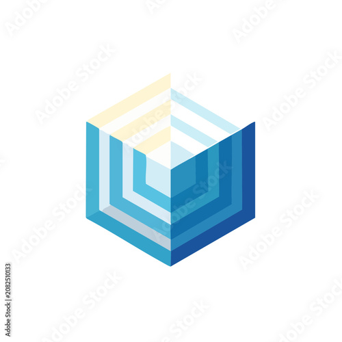 Isometric 3D Cube with Layered Design
