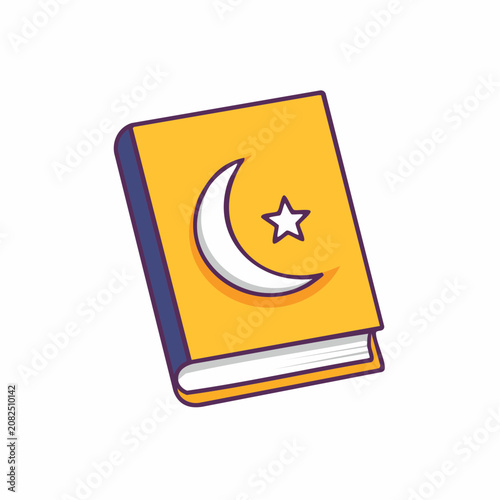 Islamic Book with Crescent Moon and Star Icon