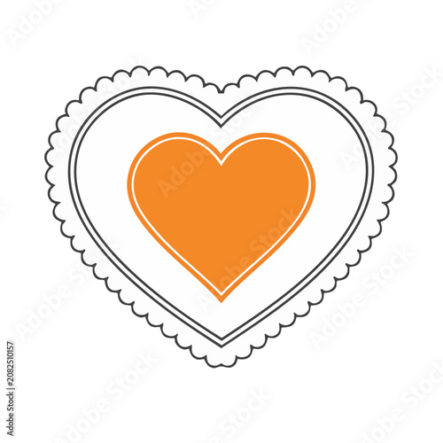 Orange heart icon with scalloped border vector