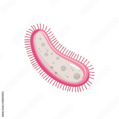 Pink Bacterium Flat Vector Illustration
