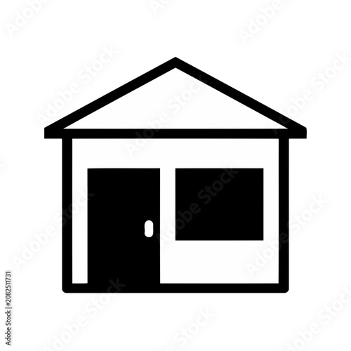 Minimalist black house icon on transparent background