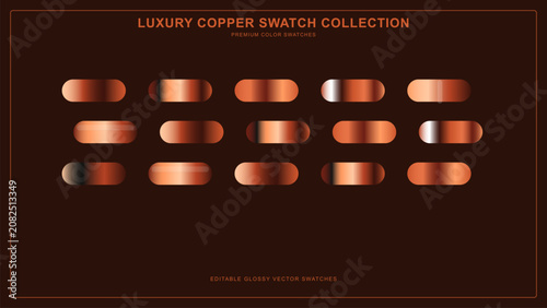 фотографія Vector illustration of luxury copper gradient swatches in editable glossy design