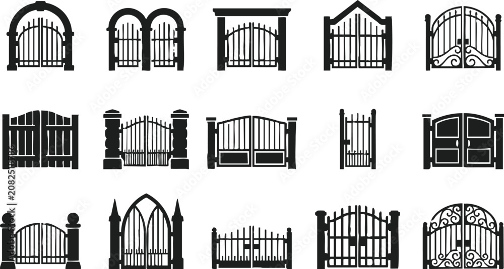 Obraz premium Collection of various gate designs and styles