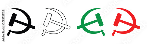 Tableau sur toile Collection of hammer and sickle symbols in various colors