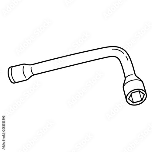 фотографія l shaped lug wrench wheel nut changer vector line art icon