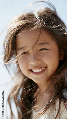 A smiling individual with short hair wearing a dark top outdoors
