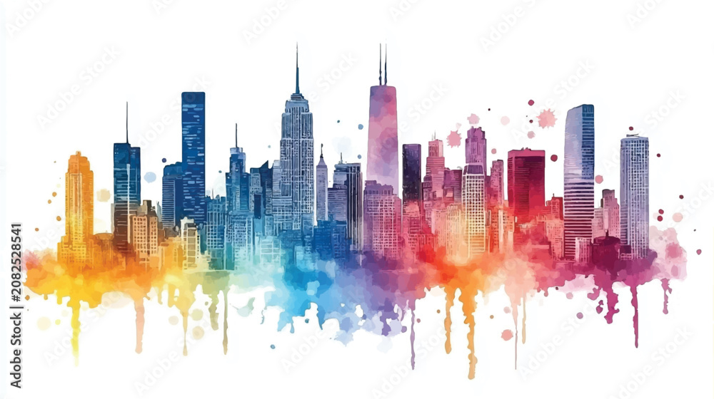 Obraz premium New York City Skyline Watercolor Painting