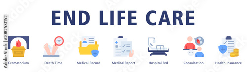 Fotografie End Life Care web banner icon vector illustration depicting structured documentation and respectful end of life healthcare services