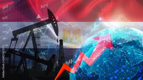 Принти на полотні Global oil growth with Egyptian flag