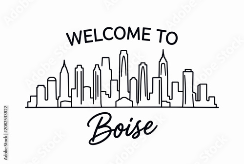 Welcome to Boise City Skyline Line Art Illustration