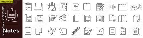 Foto Notes icon set containing written reminder note task checklist management standa