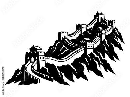 Great Wall of China ancient fortification structure.