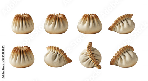 isolated shot of various dumplings on white background culinary presentation food related projects