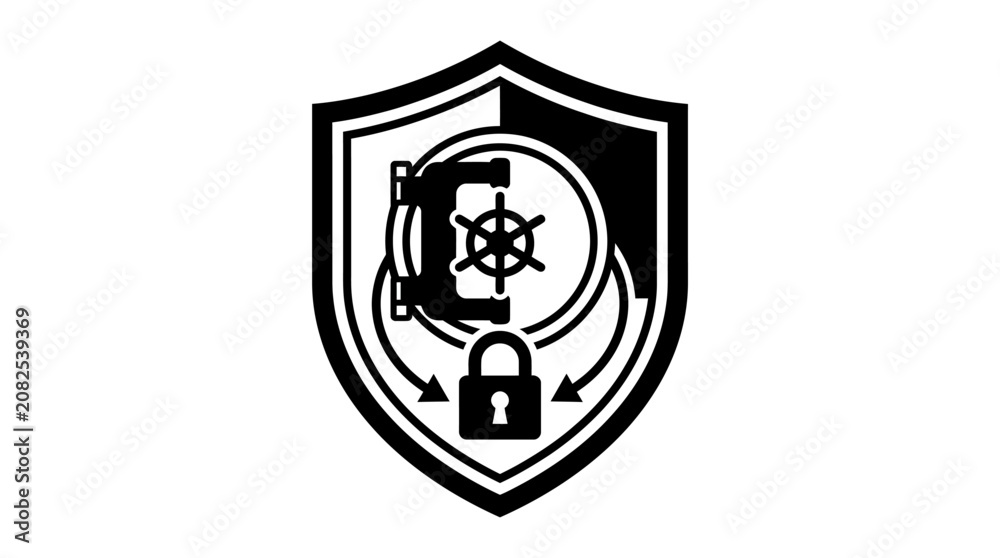 Fototapeta premium Bank vault security shield lock symbol
