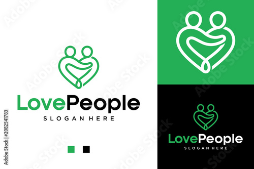 фотографія Modern Love People Logo Concept Featuring Minimalist Stylized Human Figures Form