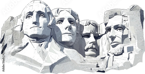 Mount Rushmore Presidential Sculpture Isolated on White
