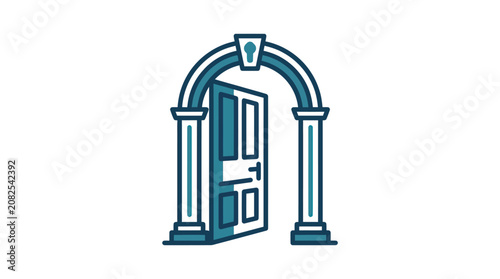 Canvastavla Door with Archway and Columns.