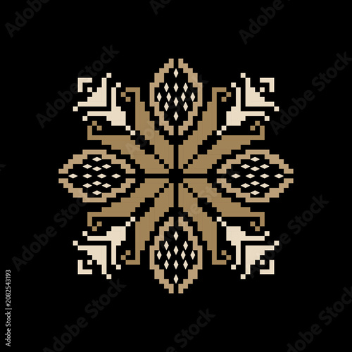 Hand drawn, Traditional ethnic textile motif.