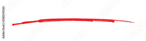Line marker red underline, red hand-drawn marker pen stroke line on a transparent background.