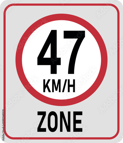 47 km h speed limit zone. Vector illustration