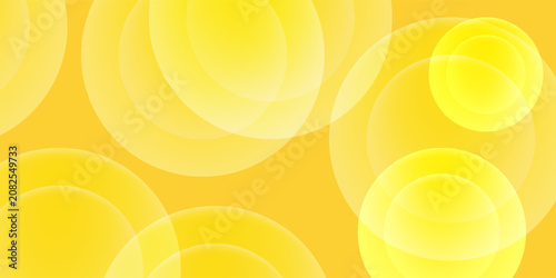 Minimalist yellow abstract pattern with floating transparent round shapes for creative design backdrops.
